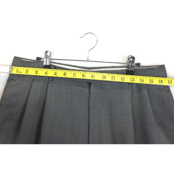 Pierre Cardin 100% Wool Dress Pants 34x29 Gray Birdseye Pleated Cuffed Office - Picture 7 of 12